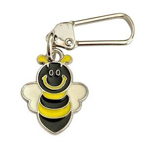 Bumble Bee Locking Zipper Pull Purse Bag Charm Backpack Yellow Black Enamel